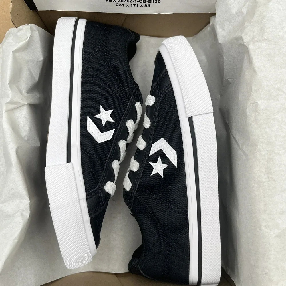 Converse Little Boys Slip-on Skate Sneaker Sz 12 Black-White Canvas Casual Shoes
